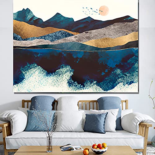 HUAXXIA Tapestry for Bedroom Aesthetic Mountain and Sunset Home Decor, Nature Landscape Hanging Art Tapestry for Room Amazing Wall Decoration Vintage Style Art Decor (59×79 inch)