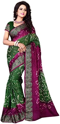 Indian Trends Exclusive Designer Multicolor Cotton silk Bandhej Work Saree Sari Fab