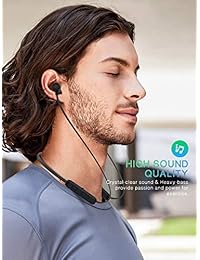 EVIO Auriculares Bluetooth inalámbricos con Bluetooth 5.0 estéreo de alta fidelidad con graves profundos, IPX7 impermeables y 10 horas de reproducción de auriculares, CVC 8.0 correa de cuello magnética con micrófono