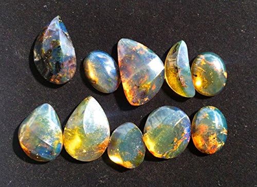 10 Beautiful Dominican Clear Green Blue Amber Stone 25 g Cab