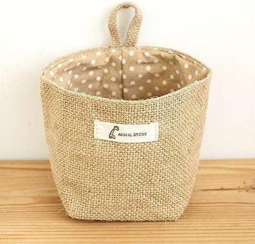 YEDAYS Essentials Mini Linen Cotton Storage Basket Woven Basket Collapsible Convenient Storage Bin for Door Keys Small Stuff (A2))