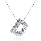 Z ZACHÉ 18k Gold Plated Dainty Cubic Zirconia Bubble Alphabet 26 A-Z Letter Necklace, Personalized Name Necklace,Balloon Initial Necklace for Women Female