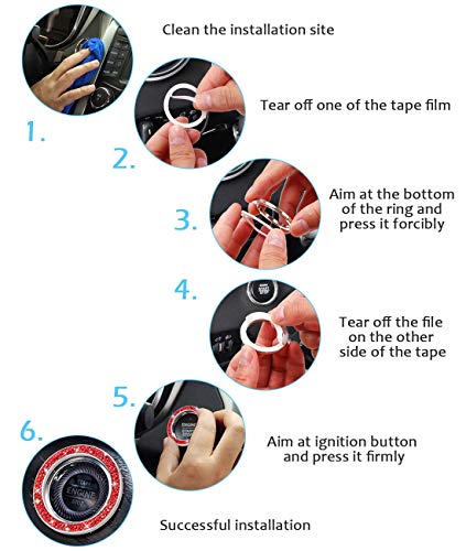 ToBeQueen Push Start Button Bling Rings Auto Car