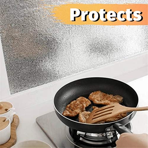 Kitchen Cleaning Supplies Oil Proof Backsplash Wallpaper Self Adhesive, Napoo Heavy Duty Aluminum Foil Wall Stickers Peel Stove Burner Covers, 250 °C High Temp Resistant (2' 16.5' /Ft)
