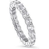BERRICLE Sterling Silver Wedding Rings Stackable Eternity Band Ring for Women Pave Set Round Cut Cubic Zirconia CZ