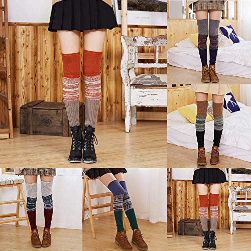 Women Ladies Warm Winter Wool Leg Warmers Hosiery Knitted Crochet Socks Leggings Hanican, A - Thumbnail 2