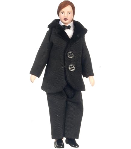 Melody Jane Puppenhaus-Figur – Kleiner Junge In Schwarzem Anzug, Maßstab 1:12, Porzellan-Kopf
