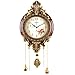 Aero Snail Large Size Retro Vintage Imperial Style Elegant Silent Wood Metal Wall Clock with Swinging Pendulum