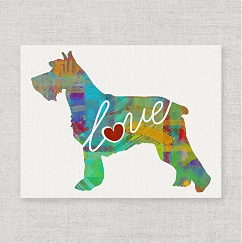 Schnauzer Love - Watercolor-Style Print / Poster on Fine Art Paper - Can Be Personalized
