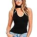 May&Maya Women's Mock Neck Plunging V-Neckline Bodysuit (S, Black)