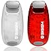 LED Safety Lights + FREE Bonuses | Clip on Flashing Strobe Light High Visibility for Running Jogging Walking Cycling Best reflective gear for Kids Dogs Bicycle Helmet and Bike Tail light (Red-White)