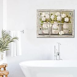 Farmhouse Flower Bathroom Decor Wall Art Rustic