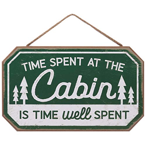 Cabin Time Well Spent Hanging Wood Wall Decor - Fun Rustic Sign for Living Room, Entryway or Garage