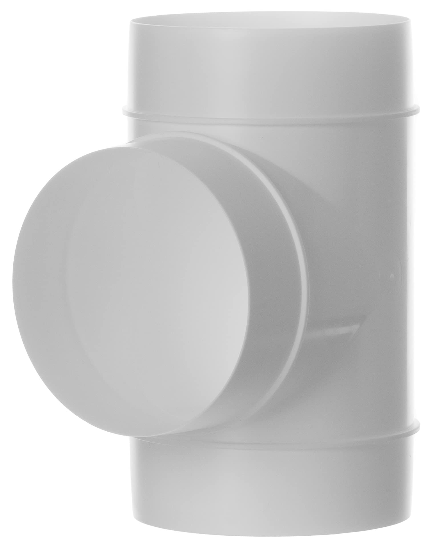 Steinberg14 White Ø 125mm / 5inch Equal T-Piece PVC Connector for Ventilation System, Round Ducting Pipe Connector
