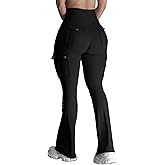 Wavar Women Flare Leggings with Pockets Butt Lifting Cargo Leggings High Waisted Gym Yoga Pants Workout Tummy Control