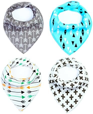 Zakka Republic Baby Bandana Drool Bibs - Soft Absorbent Cotton for Drooling and Teething 4 Pack Unisex Gift Set - BB-01G