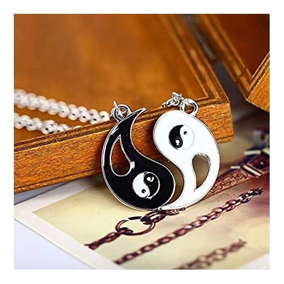 ZoneYan Collar Ying Yang,Jewelry Puzzle Colgante en diseño Yin-Yang para niños, niñas, Mejores Amigos, Amantes y Parejas… - Imagen 4