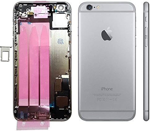 New Apple iPhone 6 Plus 5.5" Assembly Housing with Back Logo - Cover Mid Frame Rear Grey Case Replacement Posterior with Small Parts Installed (Gray Color)