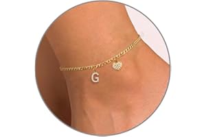 DONYUDE Initial Anklet, Ankle Bracelets for Women Valentines Day Gifts for Her Simple Gold Plated Anklet for Women with Heart Teen Girl Gifts Trendy Stuff Birthday Gifts for Women