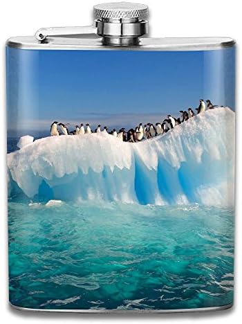 JIUHUBX Iceberg Penguins Stainless Steel Liquor Flagon Retro Pocket Flask\Stainless Steel Travel Flask Great Little Gift,Safe And Nontoxic