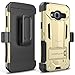 J3 Case, Express Prime Case, Amp Prime Case, CASEPLAY [Kickstand] [Swivel Belt Clip] Armor Holster Defender Protective Hybrid Case Cover for Samsung Galaxy J3/Express Prime/Amp Prime (Gold)