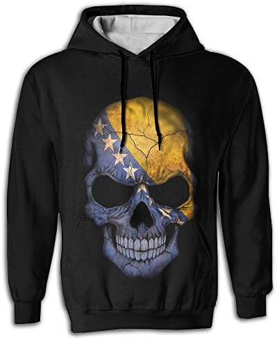 JUJIA SAD Dark Bosnian Flag Skull Men's 3D Print Hoodie Outfitter Hoodie