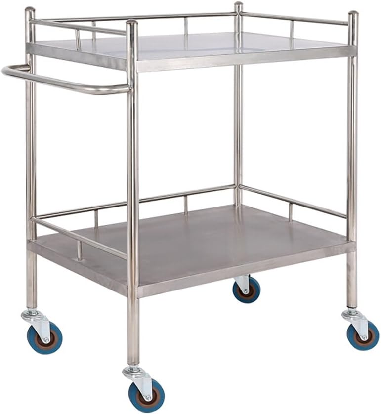 DELLT@ Medical Trolley Stainless Steel Medical Surgical Vehicle/Changing Vehicle Instrument Car/Double Layer Silent Four Rounds Removable Beauty Car Utility Vehicle (Size : S-50 * 40cm)