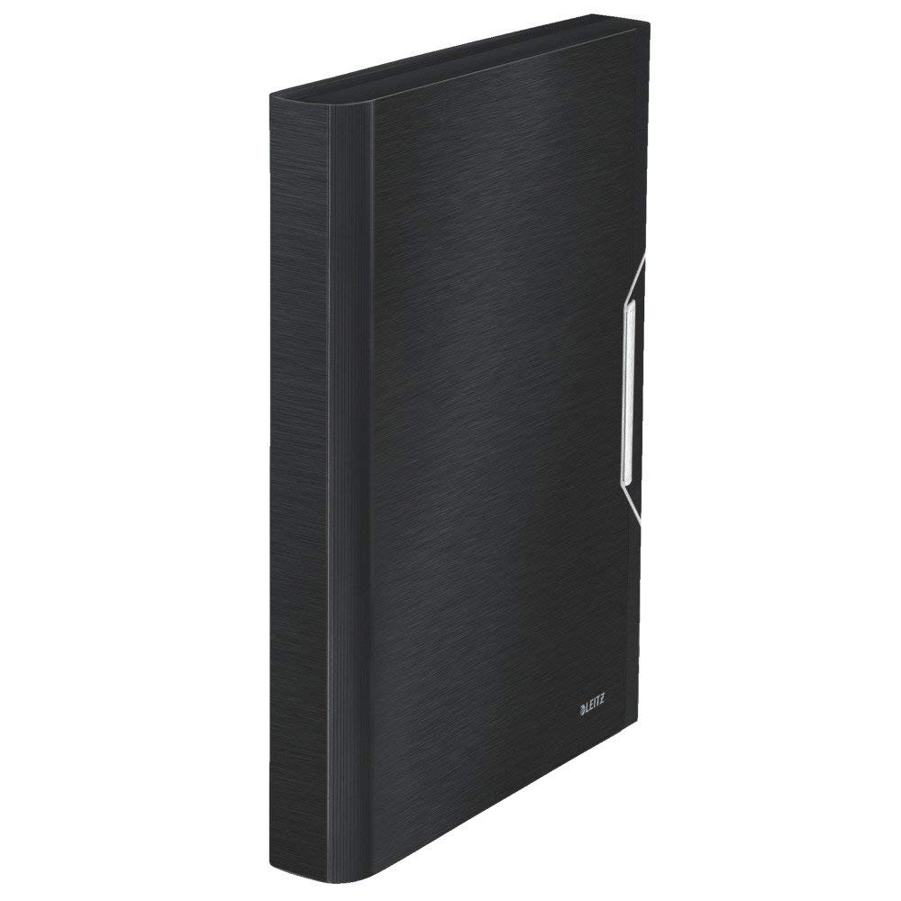 Leitz A4 Expanding File with 6 Compartments, Elastic Band Fastener, Satin Black, Style Range, 39570094