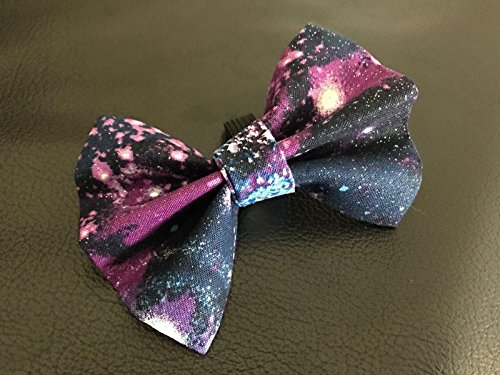 Dog Bow Tie in Black and Purple Cosmic Stars Outer Space Galaxy