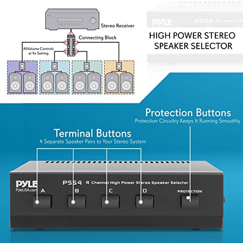Pyle Home 4Zone Channel Speaker Switch SelectorPremium New & Improved