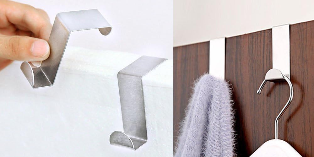 Paizizi 8 Pack Over Door Hook Metal Hanger Stainless Steel Fit 40mm Thick Bedroom Bathroom Door for Clothes Coat Towel Bag Hat Robe - Image 5
