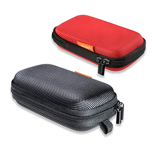 GLCON Rectangle Shaped Portable Protection Hard EVA Case,Mesh Inner Pocket,Zipper Enclosure Durable Exterior,Lightweight Universal Carrying Bag Bluetooth Headset Charger Change Purse (Black+Red)