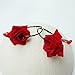 RareLove Vintage Red Rose Flower with Teardrop Beads Dangle Hoop Earrings