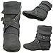 Womens Ankle Boots Slouch Knitted and Suede Cross Strap Buckles
