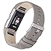 bayite Leather Replacement Bands for Fitbit Charge 2, Matte Grey