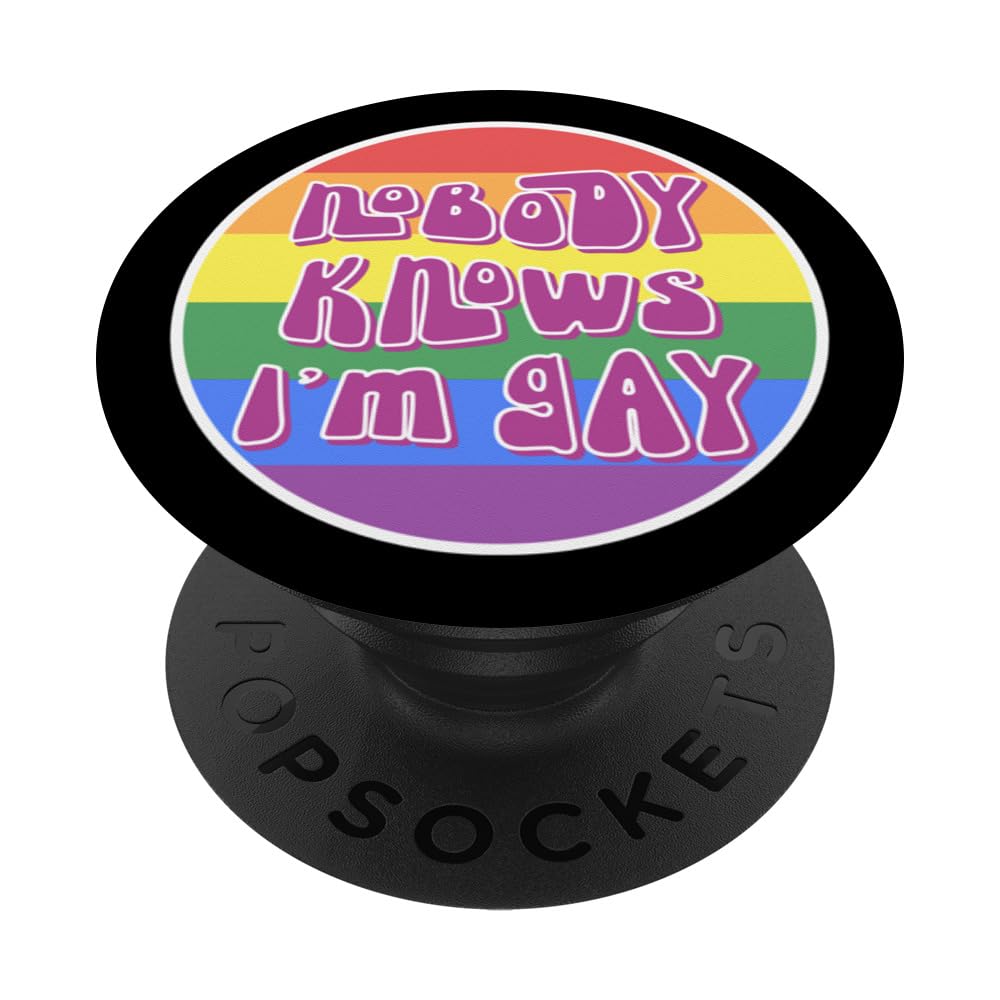 Nobody Knows I'm Gay Rainbow Pride Month Retro Vintage PopSockets Swappable PopGrip