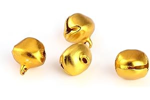 PICOCOSMXIRUO Micro Jingle Bells 100 Pk Miniature 6 mm (0.23 Inch) for Making Ornaments, Mini Wreath - Tiny Gold, Silver or Color Christmas Bell (Gold)