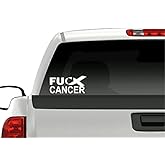 2 FU Cancer White Ribbon 8'' Decals FCK Lung Cancer Vinyl Vehicle Decal Stickers (White - 2 Decals)