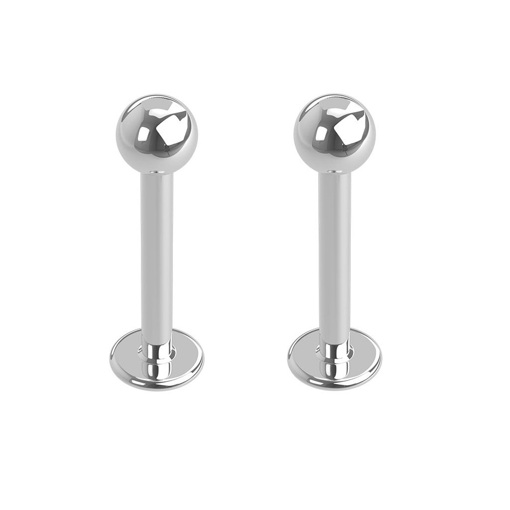 PiercedOff 316L Surgical Steel 1.6mm Labret with a 4mm Ball - Bar Length 12mm - Sold as a Pack of 2 Labrets