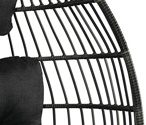 Dehner Hängesessel Maui mit Gestell, Ø 94 cm, Höhe 189.5 cm, inkl. Kissen, Stahl/Polyester, grau – Bild 7