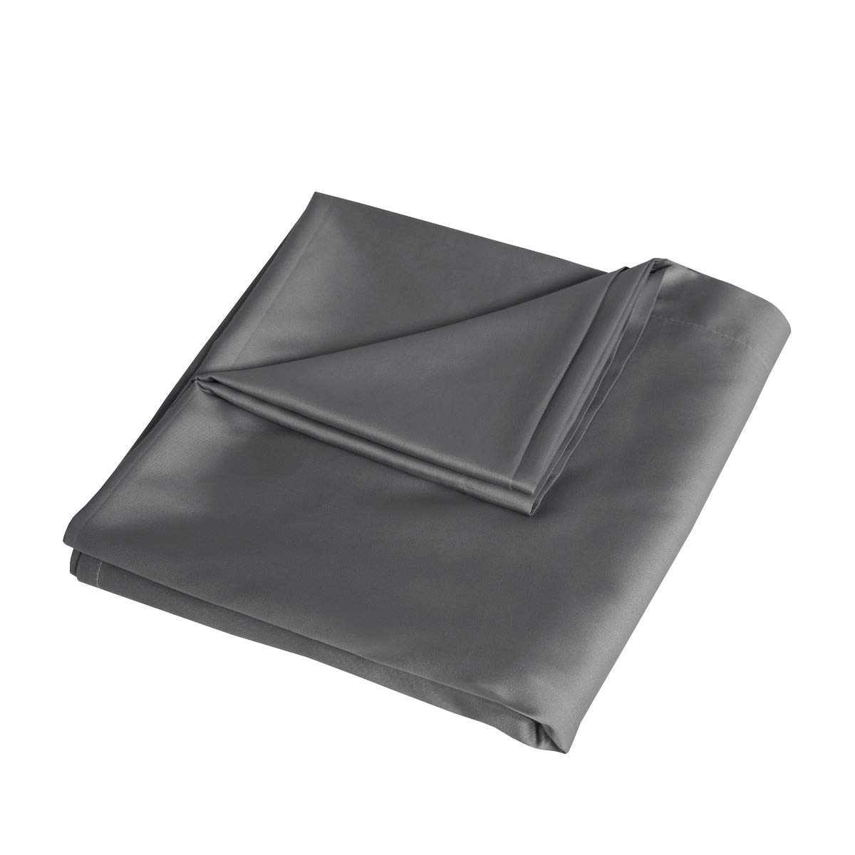 Sleepdown 100% Cotton Sateen Anti-Allergy Flat Sheet 300 Thread Count Luxury Bedsheet Bed Linen-Charcoal Grey-Super King (275cm x 275cm)