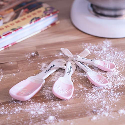 Goodscious-Pink-Ceramic-Mason-Jar-Measuring-Spoons-Spoons-with-Cotton-Ribbon-Tie-Measuring-Dry-and-Liquid-Ingredients-Rustic-Farmhouse-Kitchen-Decor-Cooking-and-Baking-Supplies-4-Piece-Set