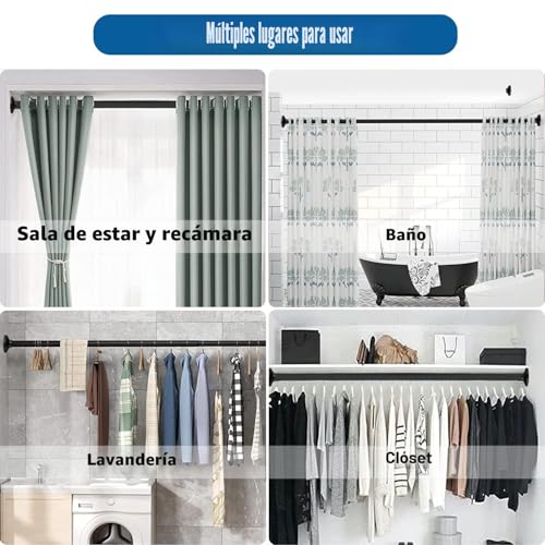 Telescopic Extendable Shower Curtain Rod, No Drilling, Extra Length for Good Hold, Telescopic Rod for Bathroom, Bedroom, White (190-360cm, Diameter 32mm)
