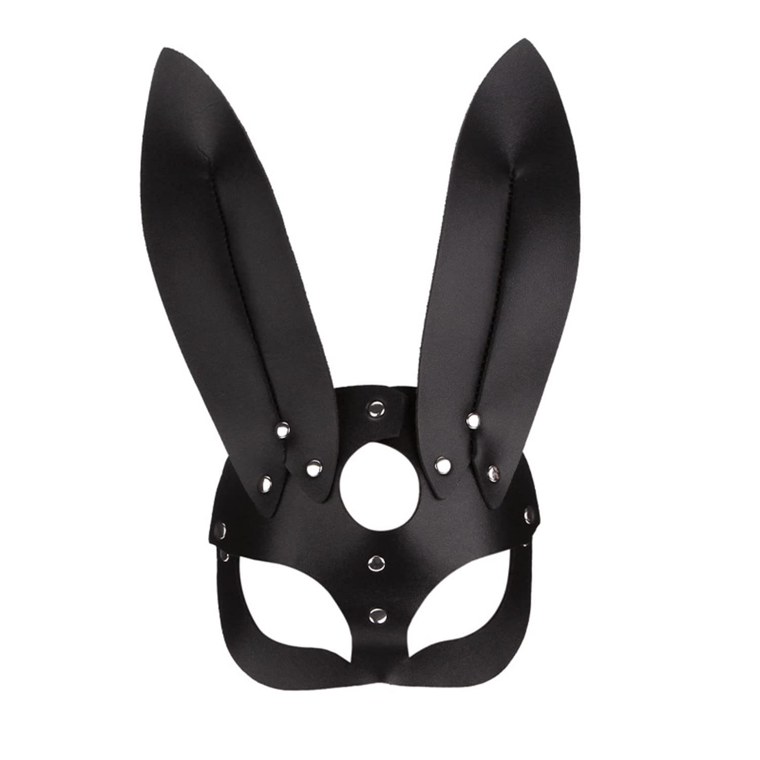 Pro-Noke Women Leather Masks Bunny Ear Fox Cat Mask Leather Half Face Mask Masquerade Party Mask for Cosplay Halloween Costume Accessory (Bunny Ear)