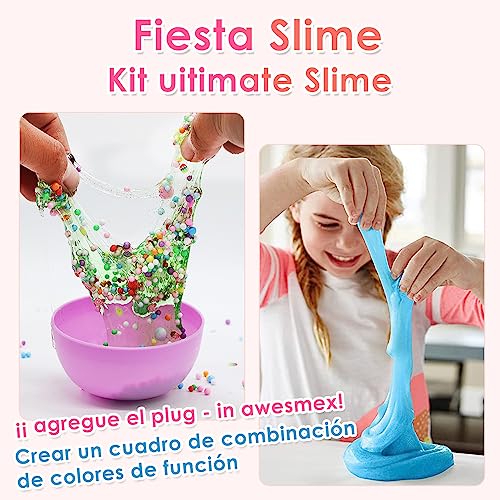 Nasjac Slime Kit Fabricación para Niñas Niños, 120 Pcs DIY Kit de Limo de Suave No pegajoso Liso, 24 Color Crystal Slime Set Juguetes para Apretar, Regalo de Navidad Niña Niño 3+Años