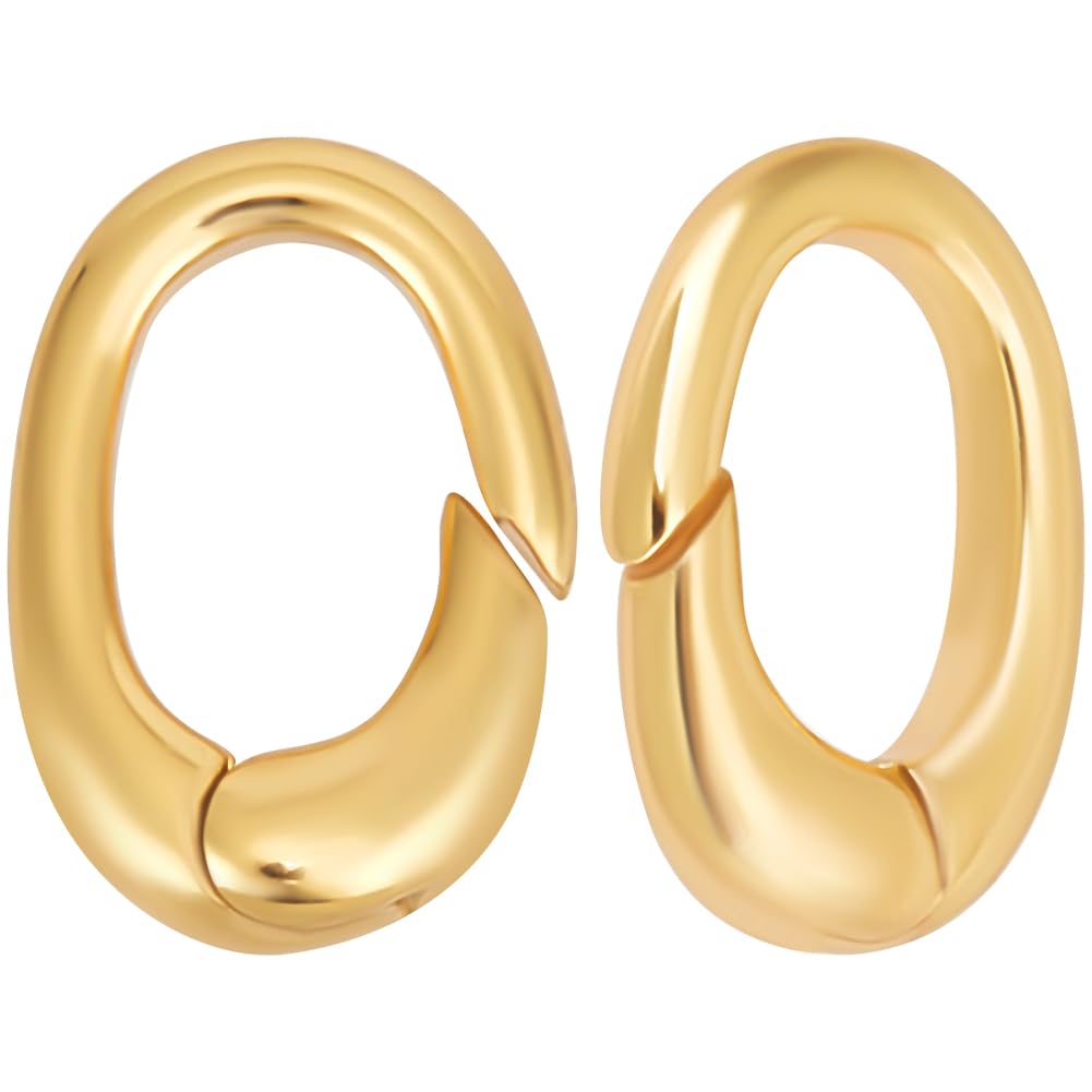 Beebeecraft 1 Box 8Pcs Jewelry Clasps Oval Key Ring Real 18K Gold Plated Brass Snap Clip Hooks Carabiner Lock Clasps Spring Keyring Buckle for Jewelry Making Supplies Necklace Bracelet DIY Craft