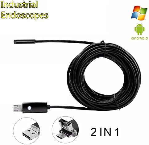 Endoscope, Snake Camera, icyber Micro USB Borescope Waterproof Inspection Camera for Laptops and USB OTG Compatible Android Smartphones(5M))