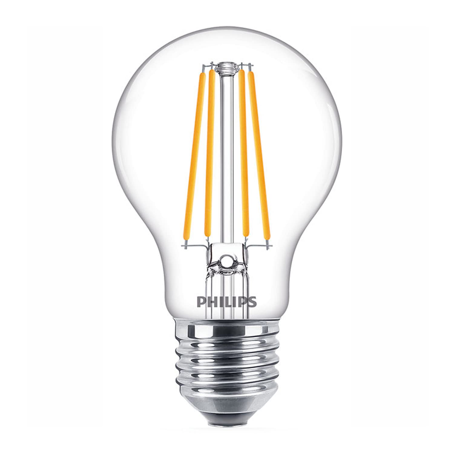 Philips CorePro LED A60 Light Bulb 7W 60W Equivalent E27 Edison Screw 2700K Warm White Clear Glass, Non-Dimmable Energy Saving Decorative GLS Lamp for Home & Hospitality Use