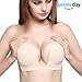 HUBORLOVES Self Adhesive Deep U Plunge Bra Push Up Backless Sticky Adhesive Invisible Bras, B, Beige