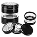 iRainy Zinc Spice Weed Herb Grinder with Pollen Catcher- Large 2.5 Inch 4 Piece (Black)